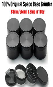 Space Case Grinder Dry Herb Grinders 55mm 63mm Black Tobacco Smoke Cigarette Sharpstone Grinder In Stock Ship by Ocean Plus Expres1928039