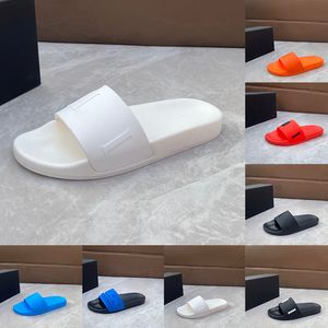 Designer sandaler tofflor för män kvinnor gummi lägenheter debossed pool glidbandana kedja röda svarta skjutreglage Sandles svarta vita röda sommarstrandskor