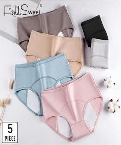 Fallsweet 5 PCS Pack Kadın Dönem Külotu Seksi Sızıntı Kanıtı Menstrüel Briefs Kadın iç çamaşırı pamuk artı boyut 2204257743706