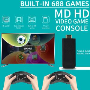 Gamepads MD HD TV Video Oyun Konsolu 2 Oyun Denetleyicisi 2.4G Kablosuz Alıcı Dahili 688+ Oyun Sega Mega Drive / Genesis için