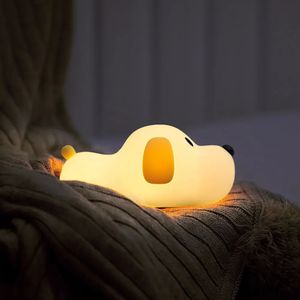 Welpenlampe Silikon Hund LED Nachtlichter Touch Sensor Farben USB wiederaufladbar Nachttisch Stimmungslicht für Kinder Baby Spielzeug Geschenk 240227