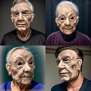 Maschere per feste Maschera per cosplay di vecchio papà per uomini e donne Halloween Divertente esilarante Anziano Nonno Rughe Costume Puntelli