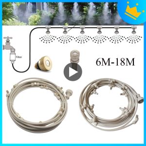 Sprayers 6/9/12/15/18m Atomizing Misting Brass Nozzle Cooling Water Fog Sprayer System for Garden Watering Adjustable Water Sprinkler