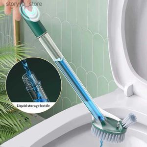 Cleaning Brushes Silicone Toilet Brush With HolderCan Add Detergent Long Handled Toilet Cleaning Brush WC Cleaner Toilet CleanL240304