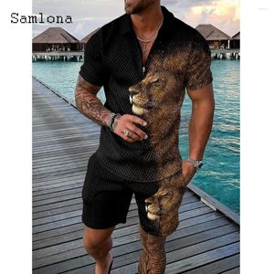 Tute da uomo Moda uomo 3D Leone stampato Tuta Set 2024 Summer Beach Set da due pezzi Uomo Outdoor Casual Street Co-ords 2PCS Abiti