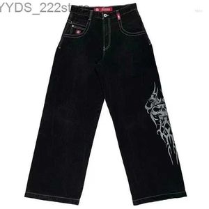 Jeans Jeans Streetwear JNCO Y2K Harajuku Uomo Hip Hop Grafica Retro Blu Baggy Denim Goth Pantaloni larghi a vita alta 240304