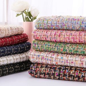 Tweed Fabric Plaid Stripes Woven Woolen Clothing Handmade Bag DIY Cloth Per Half Meter 240220