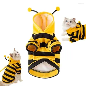 Costumi per gatti Ape per animali domestici Felpe con cappuccio per Halloween Cappotto per cuccioli Abbigliamento Completo Abbigliamento in pile Felpa con cappuccio per cani Costume operato per gattino