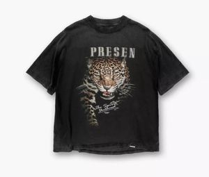 2022 Europa UK Londra Leopard Vintage T-shirt High Street Tee Primavera Estate moda Skateboard Uomo Donna Tshirt2057248