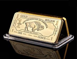 Metal artesanal 1 onça moeda rara de búfalo dos EUA 100 moinho 999 barra banhada a ouro americana fina 2762686