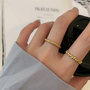 Clusterringe 2024 Ankunft anlauffreier Edelstahl vergoldetes Gitter Bold Stacker für Frauen Grils Metallgitter Bandschmuck