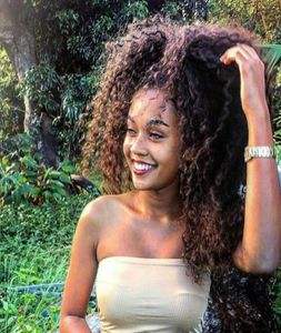 4 Kolor Afro Puffs Ponytails Dripstring Kinky Deep Curly Hair Ponytail Perming Długość 24 cali kucyk Remy Human Hair Piece 160G5187920