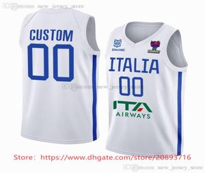 Basketball Maglie da Basket Eurobasket Stampato Custom Italia 2022 Blue Home Away 13 Simone Fontecchio Marco Spissu 1 Nicol 9990986