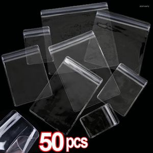Jewelry Pouches 10/50Pcs Transparent PVC Bag Anti-Oxidation Zip Lock Storage For Earring Necklace Bracelet Display Packaging