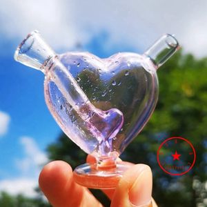 Senaste Pink Mini Heart Love Glass Smoking Filter Handgjorda rör Tube Portable Waterpipe Bubbler Bongs Herb Tobacco Cigarette Preroll Rolling Cigar Holder DHL