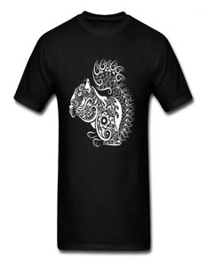 Men039s T-shirts 2022 Eichhörnchen Ornament Dekoration Schwarz Tops Tees Männer Kurzarm Weiß T-shirt Baumwolle Kleidung Cartoon Design6546878