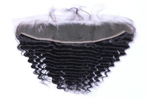 Brazilian Deep Wave 13x4 Ear To Ear Pre Plucked Lace Frontal Closure With Baby Hair Remy Human Hair Part Top Closures5840487