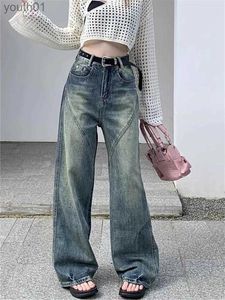 الجينز للسيدات جينز جينز Qweek الأزياء الكورية الفضفاضة النساء Y2K خمر 90s الجنية الجرونج سراون