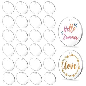 50st Clear Keychains for Vinyl Acrylic Transparenta Circle Discs Akryl Blanks Keychain Bulk för DIY Keychain Crafting196o