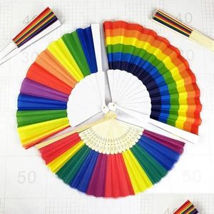 Other Festive Party Supplies Rainbow Hand Held Folding Fan Silk Vintage Style Design Fans 831 Drop Delivery Home Garden Dh5Fn