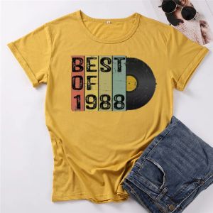 T-shirt 33. prezent urodzinowy dla mężczyzn, 33 urodzinowa koszula dla niego jej impreza najlepsza z 1988 100%bawełniana koszulka z krótkim rękawem top tee unisex y2k