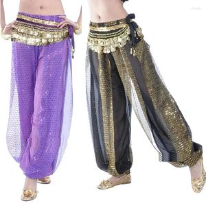 Bühnenkleidung, Bauchtanzhose, arabische Halloween-Laterne, glänzend, ausgefallenes Indien-Outfit, freie Größe (Münzgürtel nicht im Lieferumfang enthalten)