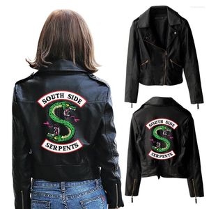 Women's Jackets 2024 Riverdale PU Printed Southside Serpents Jacket Women Serpent Streetwear Leather
