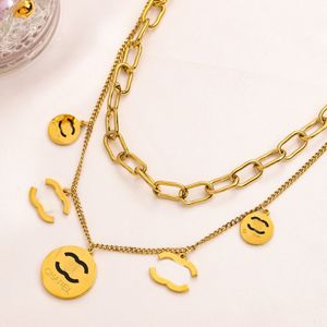 Never Fading 18k Gold Plated Luxury Brand Designer Pendants Necklaces 2 Layer Stainless Steel Bracelet Letter Choker Pendant Necklace Chain Jewelry Accessories