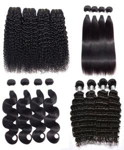 8a pacotes de cabelo virgem brasileiro onda do corpo em linha reta onda profunda onda de água kinky encaracolado extensões de cabelo humano peruano cabelo malaio2671363