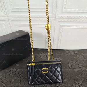 Designer luxury fashion adjustable chain diamond checker zipper opening and closing cowhide makeup bags box bags single shoulder crossbody bags