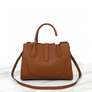 Matchande förpackning 1961 Series Small Tote Bag Natural Grain Leather Original Läder utsökt och elegant metallstruktur Fashion Axla Casual Lazy Large 30cm