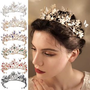 Gold Butterfly Shell elfenben Flower Tiaras och Crowns Cosplay Princess Diadem Classic Handmade Wedding Hair smycken Tillbehör