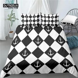 Bedding Sets Home Living Luxury 3D Anchor Plaid Print 2/3Pcs Comfortable Duvet Cover PillowCase Queen And King EU/US/AU Size