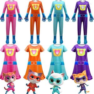 Set di abbigliamento Neonate Super Kitties Cosplay Anime Body Ragazzi Tute Bambini Fantasia Costumi di Carnevale di Halloween Festa di compleanno