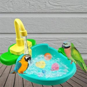 Brinquedos torneira de pássaro banheira banheira papagaios bacia chuveiro tigela cockatiel fontes spa piscina periquito brinquedos multifuncionais pássaros acessórios