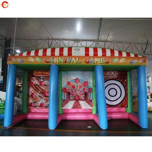 wholesale 5x2.5x3mH (16.5x8.2x10ft) consegna a domicilio gratuita attività all'aperto 3 in 1 Cortile Asce gonfiabili lancio anello di gioco lancio giocattoli di carnevale con soffiatore d'aria per bambini