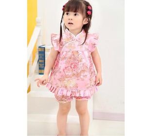 Nuovo anno cinese Set di vestiti per bambini Vestito Qipao Abiti da bambino Neonata Maglione ragazze vestito pantalone bebe abiti estivi 2104136279664