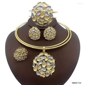 Necklace Earrings Set Dubai Jewelry For Women Gold Color Wedding Party Ethiopia Nigerian African Bracelet Ring Jewellery