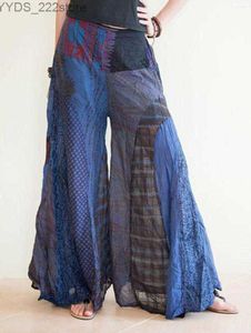 Jeans Jeans Loose Patchwork Print Wide Leg Long High midjebyxor Beach 240304