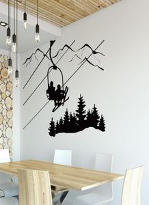 Sci Adesivo Soggiorno Sciatore Ski Lift Sedia Pino Montagna Adesivo Sport Invernali Wall Stickers Home Decor5731430