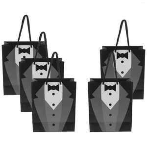 Present Wrap 5 PCS Make Up Bridesmaid Tote Bag Goodie gynnar Creative Bridegroom Black Tuxedo Väskor