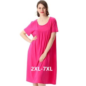 Dresses Female Summer Dress New Plus Size Loose Sleepwear Nightdress Comfortable Cotton Nightgown Women Short Sleeve Nightshirt 2xl7xl