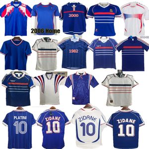 Maglia vintage classica francese 1998 1982 84 86 88 90 98 00 04 06 Maglia da calcio ZIDANE MAILLOT DE FOOT MBAPPE REZEGUET DESAILLY HENRY PLATINI Kit da calcio retrò da uomo