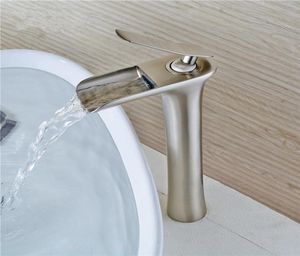 Bathroom Sink Faucets Basin Nickel Brass Waterfall Single Hole Cold And Water Tap Faucet Mixer Taps Torneira2707116