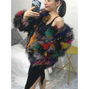 Fur 2023 New Winter Multolour Very Beautiful Women Real NatureFox Fur Coat Outwear Warm Fashion Jacket無料配送W150