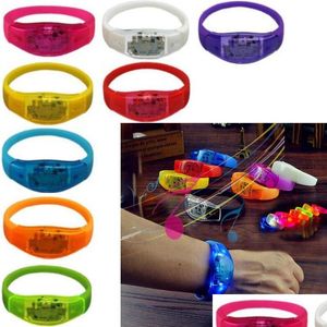 Other Event Party Supplies Voice Control Sile Led Bracelet Wristband Sound Activated Glow Armband Flashing Light For Concerts Prom Dhrfv