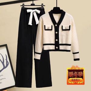 ثنائي من قطعتين نساء أنيقة Tweed Tweed Suit Jacke Coat Top و et Matching With Winter Jacquard Prom Party Clothing 231018