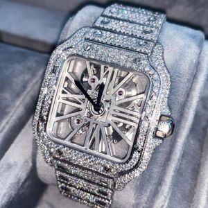 Горячие продажи Montre Luxe Original Skeleton Full Iced Out Moissanite Мужские часы Дизайнерские часы с механизмом Высококачественные роскошные мужские часы с бриллиантами Dhgate New