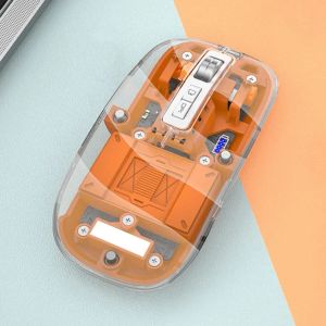 Möss bärbara trådlös datormusuppladdningsbar mute treemode transparent kontor bluetoothcompatible mus 2,4 GHz för bärbar dator