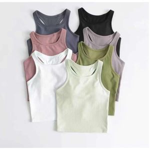 2024 Spring/Summer Women's Vest Tracksuits Tank Top Slim Fit Sleeveless Yoga Outfits Shirt Brushed Women Workout Sports with Padded